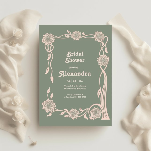 Invitación Moda Boho Retro Floral Retro Ducha De Novias (Subido por el creador)