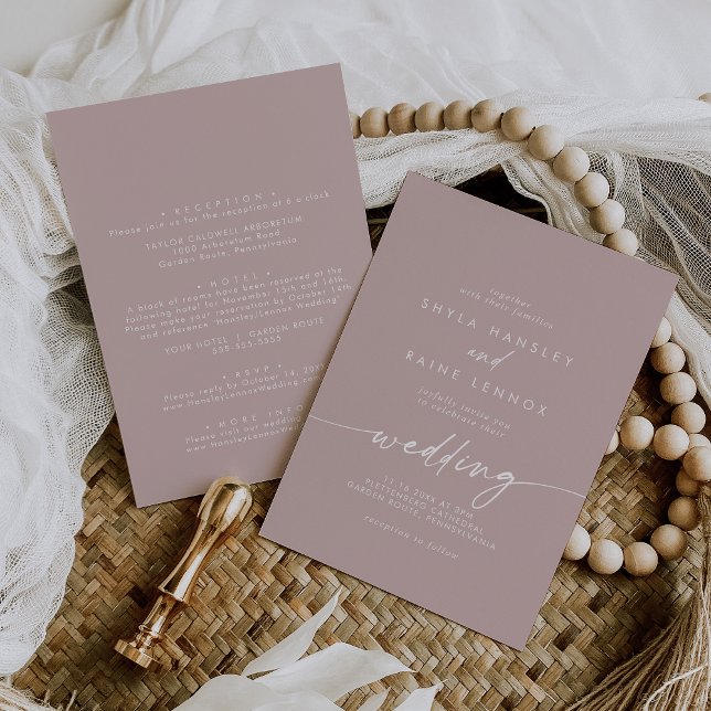 Invitación Moda Boho Rosa polvoriento Delantero rosado y Boda (Subido por el creador)