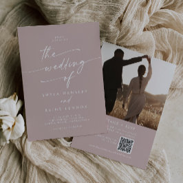Invitación Moda Boho Rosa polvoriento Foto rosa Boda de códig