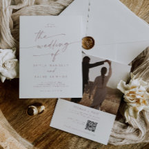 Moda Boho Rubor Foto rosa Boda de código QR