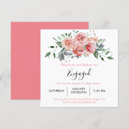 Invitación Moda Boho Rubor Rosa Rosa Involucrado Script Flora