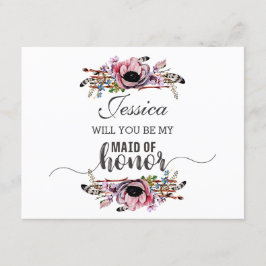 Invitación Moda Boho Rubor Rosa serás mi empleada de honor