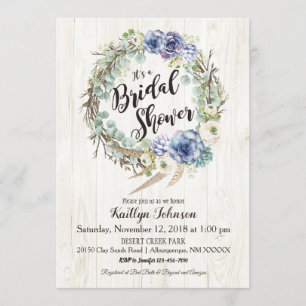 Invitación Moda Boho Suculento Eucalyptus Ducha Bridal