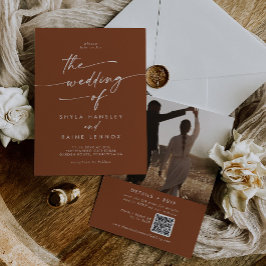 Invitación Moda Boho Terracotta Foto Boda de código QR