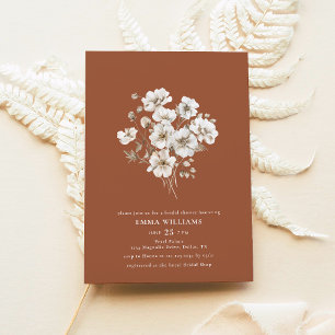 Invitación Moda Boho Terracotta Wildflower Ducha nupcial
