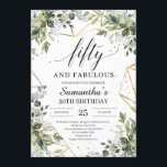 Invitación Moda Boho verde follaje oro cincuenta y fabuloso<br><div class="desc">Moda Boho vegetación follaje oro cincuenta y fabulosas invitaciones,  Contáctame para artículos a juego o para personalización,  Rosas de Rubor ©</div>