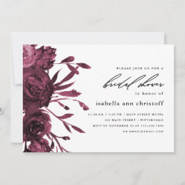 Invitación Moda Borgoña Boda floral ducha de novia