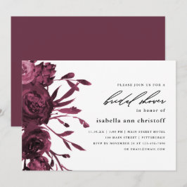 Invitación Moda Borgoña Boda floral ducha de novia