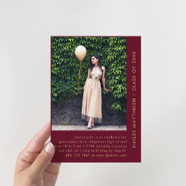 Invitación Moda Borgoña Dos Fotos Partido de Graduación