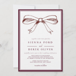 Invitación Moda Borgoña elegante mano dibujada Boda de barro