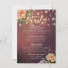 Invitación Moda Borgoña Floral String Luces Boda Detalle