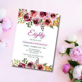 Invitación Moda Borgoña Rosa Morado Verde Cumpleaños