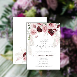 Invitación Moda Borgoña Rubor Aniversario floral de rosas ros