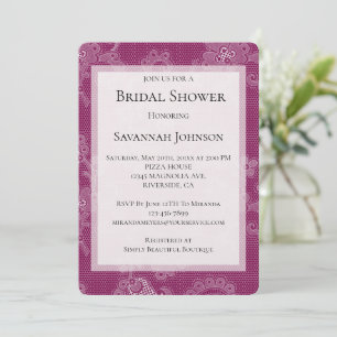 Invitación Moda Borgoña Vino Blanco Lace Floral Bridal Ducha