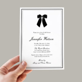Invitación Moda Bow Black And White Old Money Bridal Shower