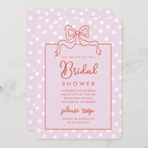 Invitación Moda Bow Polka Dot Bridal Shower