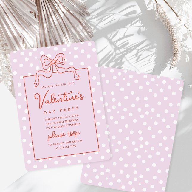 Invitación Moda Bow Polka Dot El día de San Valentín Fiesta (Subido por el creador)