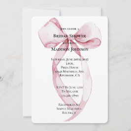 Invitación Moda Bow Rosa Bridal Shower