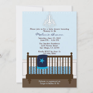 Invitación Moda Boy Blue Nursery Decor Baby Shower Invitar