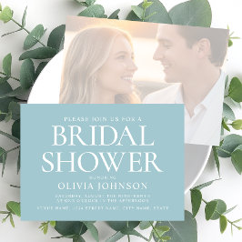 Invitación Moda Bridal Shower Foto Typography Boda Verde azul