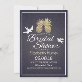 Invitación Moda Bridal Shower Gold Pineapple Pareja Marina Az