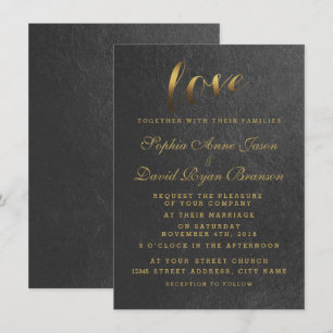 Invitación Moda Brillante Relieve metalizado dorado Amor Boda