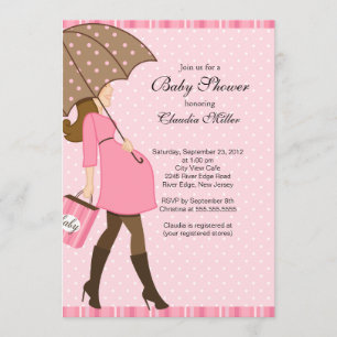 Invitación Moda Brunette Embarazada Mamá Baby Shower
