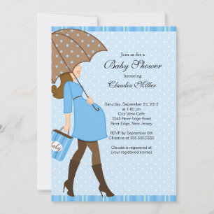Invitación Moda Brunette Embarazada Mamá Baby Shower