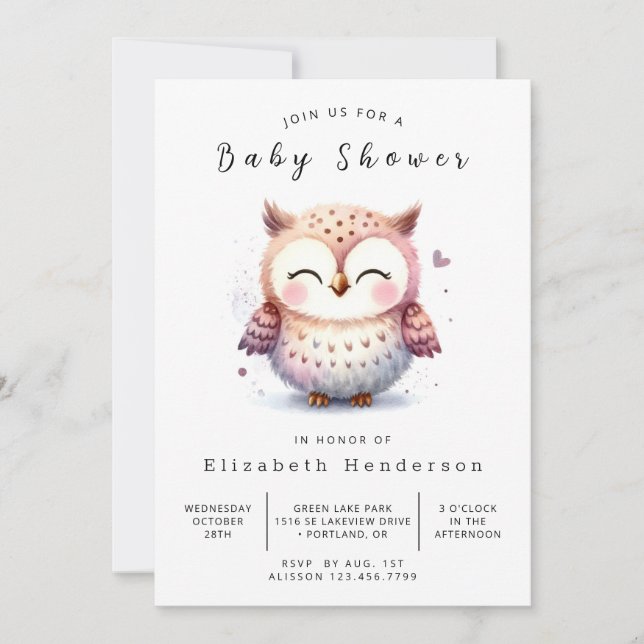 Invitación Moda Búho Bohemian Baby Shower (Anverso)