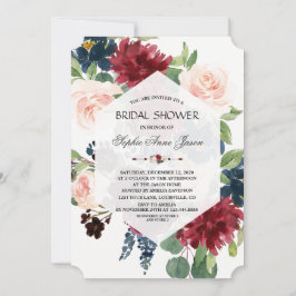 Invitación Moda Burgundy Floral Hexagon Frame Shower