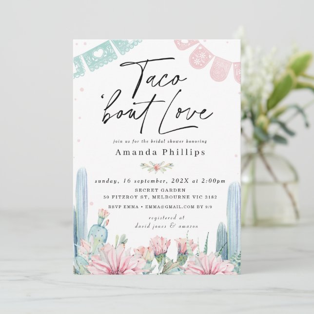 Invitación Moda Cactus Taco Bout Love Bridal Shower (Anverso de pie)