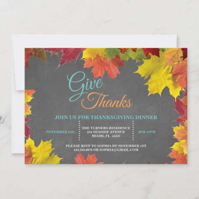 Invitación Moda Caída Sale De La Cena De Acción De Gracias De (Anverso)