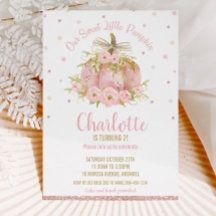 Moda Calabaza Rosada Primer Chica de Cumpleaños Fl