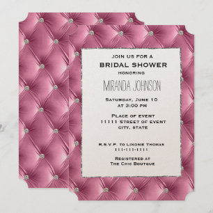 Invitación Moda cálida ducha de novia de terciopelo rosa Faux