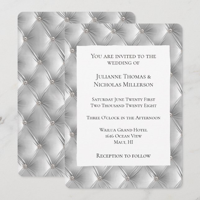 Invitación Moda cálida Gris suave Faux Velvet Boda (Anverso / Reverso)