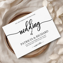 Invitación Moda Caligrafía Boda Blanco Y Negro