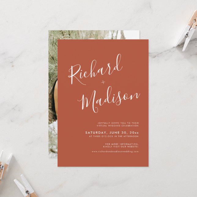 Invitación Moda Caligrafía Boda virtual de fotografía terraco (Anverso/Reverso In Situ)