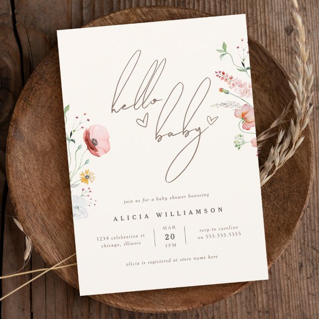 Invitación Moda Caligrafía Boho Chica de Flores Silvestres Ba (Subido por el creador)