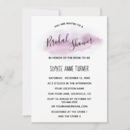 Invitación Moda caligrafía color de agua rosa ducha de novia