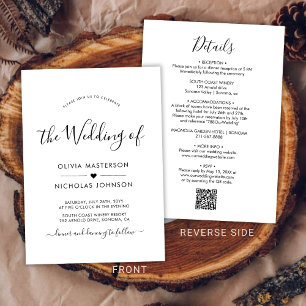 Invitación Moda Caligrafía moderna Boda de código QR del cora