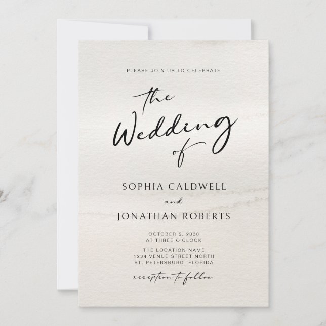 Invitación Moda caligrafía moderna Boda de los tonos de la ti (Anverso)