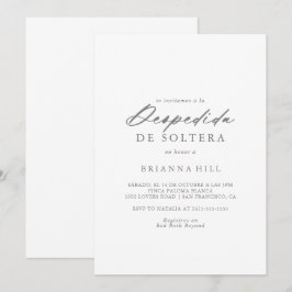 Invitación Moda Caligrafía Plata Ducha Bridal Española