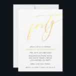 Invitación moda caligráfica minimalista 40 cumpleaños oro<br><div class="desc">por kat massard / WWW.SIMPLYSWEETPAPERIE.COM Me encanta el diseño,  pero me gustaría ver algunos cambios - otro esquema de color,  producto,  agregar una foto o adaptado para una ocasión diferente - no hay preocupaciones simplemente contácteme,  kat@simplysweetPAPERIE.com ¡estoy encantado de ayudar!</div>