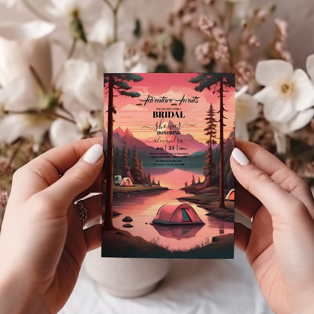 Invitación Moda Camping acuarela Pine Forest Bridal Shower (Subido por el creador)