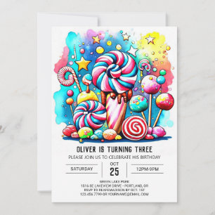 Invitación Moda Candyland Niños Cumpleaños