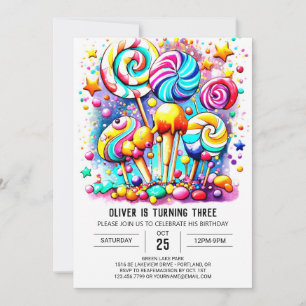 Invitación Moda Candyland Niños Cumpleaños
