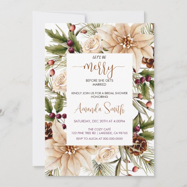 Invitación Moda celebremos la ducha de novia navideña (Anverso)