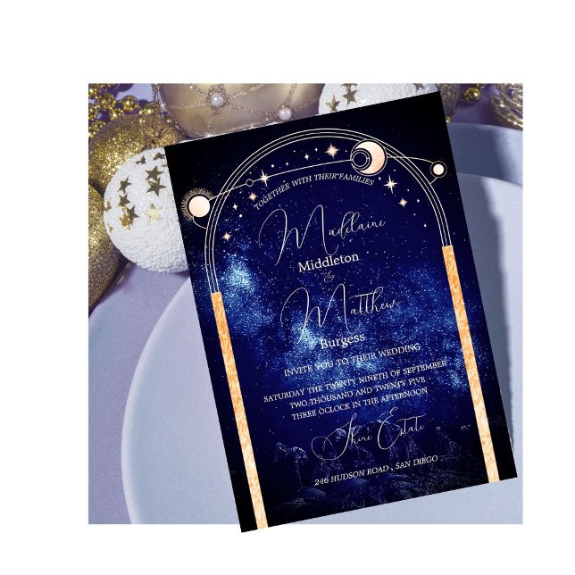 Invitación Moda Celestial de Noche Elegante Boda (Subido por el creador)