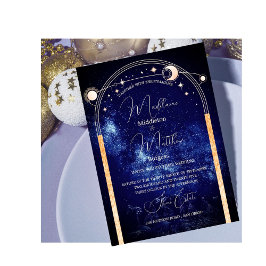 Invitación Moda Celestial de Noche Elegante Boda