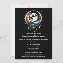 Invitación Moda celestial del cielo estrellado de luna llena